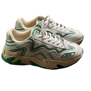 MSGM Vortex Sneaker White Green Wavy Chunky Sole Low Top Trainers Size 8